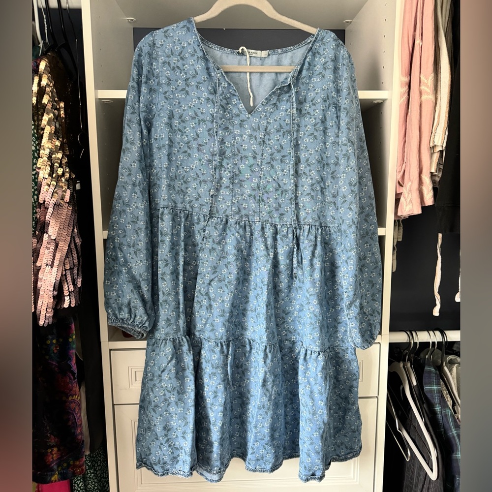 Light floral denim dress
